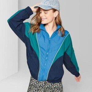 NEW wild fable Blue Colorblocked Windbreaker